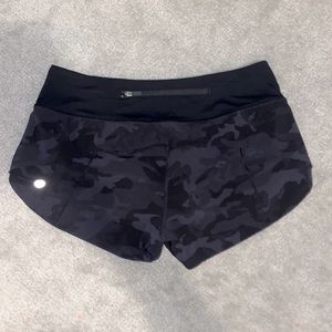 Black Camo Lululemon Speed Up Shorts